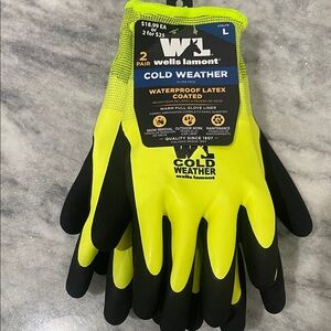 Wells Lamont Men's Waterproof Latex Coated Gloves - Yellow and Black (2 pair)